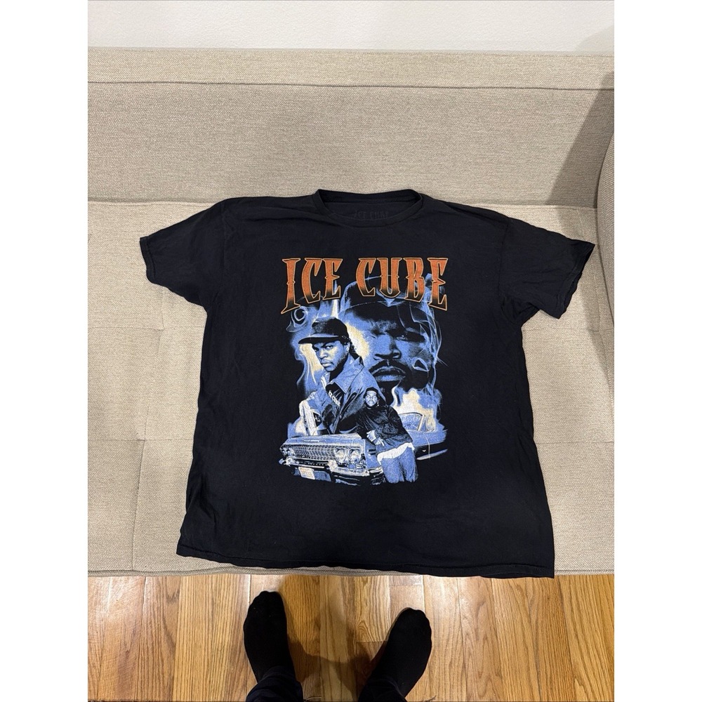 Ice Cube Graphic T-Shirt Black Hip Hop Rap Vintage Style Fade Size‎ XL